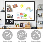 XBoard Magnetic Whiteboard 48 x 31 inch - Dry Erase Board with Black Aluminum Frame, White Board with Detachable Marker Tray
