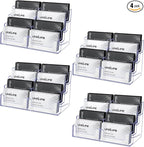 Uniclife 4 Pack Acrylic Business Card Holder for Desk 8 Slots Clear Business Card Display Stand for Men & Women Desktop Business Card Organizer Card Stand for Office Home Exhibition, 480 Card Capacity