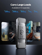 MOVE SPEED 128GB Solid State Drives with Dual Ports & Push-Pull Design — 560MB/s Read Speed, Type C + USB 3.2 Drive Portable ssd for iPhone 15/16/Android/Mac