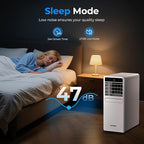 12,000 BTU Portable Air Conditioner, 3-IN-1 Smart AC Unit with Fan/Dehumidifier/Drainage-free Cooling, APP/Voice/Remote/Touch, 47 dB, Sleep Mode, Window Installation Kit, 24H Timer for Home/Office