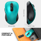 WisFox 2.4G Wireless Mouse for Laptop, Ergonomic Computer Mouse with USB Receiver and Type-C Adapter, 3 Adjustable Levels, 6 Button Cordless Wireless Mice for Windows Mac PC Notebook (Green)