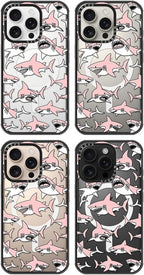 MOSNOVO Magnetic Case for iPhone 16 Pro, 10ft Military-Grade Protection, Compatible with Magsafe, Shockproof Phone Case for iPhone 16 Pro - Pink Sharks - Clear Black