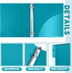 Henoyso 36 Pcs 3 Ring Binder 1/2'' Round Fits Letter Size 8. 5'' x 11'' Paper Plastic Flexible Binder Holds 100 Sheets with 1 Pockets Versatile Organizer for Office Home School (Turquoise)