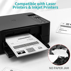 25 Sheets Sticker Paper Matte White, 8.5" x 11" Label Paper for Laser & Inkjet Printer, Full Sheet Label for Shipping Address Mailing