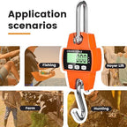 Digital Hanging Scale, 1102lb Crane Scale, 500kg Orange Digital Electronic Weighing Scale with LCD Display for Hunting, Outdoor, Bass Fishing, Big Game, Farm