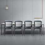 CLATINA Grey Stacking Chairs Stackable Waiting Room Chairs with Armrest, Mesh Office Reception Guest Chair for Home Desk Conference Lobby Church Medical Meeting Training Ergonomic, Set of 8