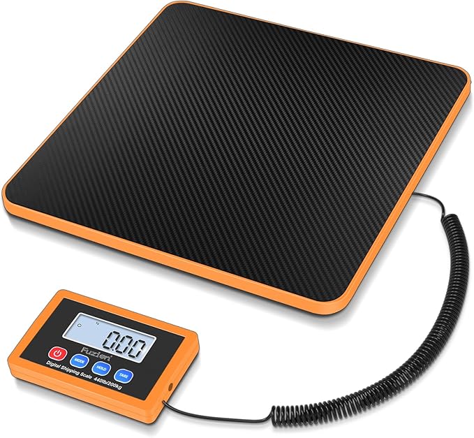 Fuzion Shipping Scale, 440LB/200KG x 10g Digital Postal Scale, Hold/Tare Function, Postage Scale for Packages Small Business/Luggage/Mailing, Battery & AC Adapter Included
