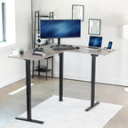 VIVO Electric Corner L-Shaped 63 x 55 in Standing Desk, Memory Height Adjustment, Dark Gray Top Black Frame, DESK-E3CTG