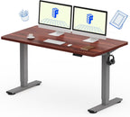 FLEXISPOT EN1 Whole Piece Standing Desk 55 x 28 Inches Stand Up Height Adjustable Desk for Workstation and Home Office (Silver Frame + Mahogany Top, 2 Packages)
