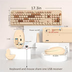 Wireless Keyboard and Mouse, Full-Size Retro Typewriter Keyboard with Round Keycaps, 2.4GHz for Windows, Mac, Laptop, PC, Desktop (Milky Tea Colorful)