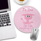 Pink Cat Mouse Pad, Funny Small Round Mouse Pads for Desk, Mini Travel Mousepad for Work Wireless Computer Laptop, Office Desk Accessories, 8.6 x 8.6 inch