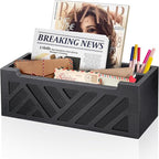Mail Organizer Mail Holder Countertop with 2 Slots, Wood Mail Basket for Wall Table Desk, Envelope Bill Holder for Home Office Decor (Black-2)