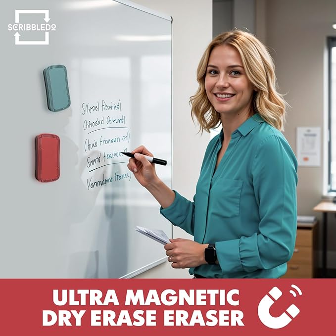 SCRIBBLEDO Dry Erase Eraser Boho Magnetic White Board Eraser for Streak-Free Cleaning for Dry-Erase Whiteboard Multi Pack for Classroom Office & Home 2 Pack