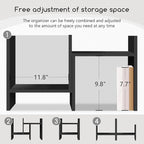 Jerry & Maggie Desktop Organizer Office Storage Rack Adjustable Wood Display Shelf Free Style Double H, Multi-Functional Mini Bookshelf for Desk Natural Stand (Black)