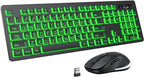 Large Print Wireless Keyboard and Mouse - 7 Colors Backlit Keyboard, Oversize Letters Keys Easy to See and Type, Rechargeable Keyboard and Mouse with Light Up Key, Compatible for PC, Windows, Gaming