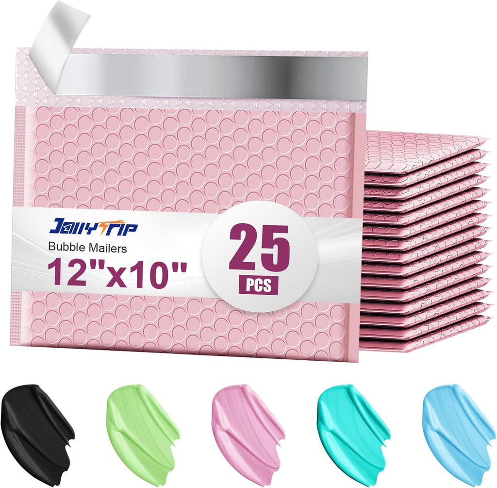 Bubble Mailers A4 Paper Size, 12x10 Padded Envelopes for Shipping, 25 Pack Mailing Packages with Self Seal Adhesive, Waterproof Bubble Envelopes (Pink)