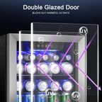 Antarctic Star 48 Can Beverage Refrigerator,12 Bottle Wine Cooler with Stainless Steel Glass Door, Digital Temperature Display,Electronic Temperature Control, Silver