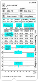 100 uPunch Time Cards for HN4000