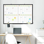 36" x 24" Magnetic Dry Erase Calendar Whiteboard, 4 Month Calendar White Board Planner, Black Aluminum Frame Wall Mounted Board for Office Home and School