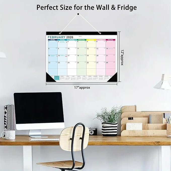 2026 Desk Calendar - 18 Monthly Calendar 2026-2027, Jan 2026 - Jun 2027, 17" x 12", Large Desk Calendar 2026-2027 with Thick Paper, Large Blocks, Stickers, Home or Office Calendar for Easy Organizing