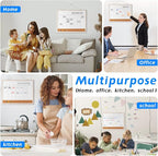 Dry Erase Calendar Whiteboard, 17" x 13" Magnetic Whiteboard Cork Board Combo, Reusable Monthly Planner with 8 Markers, Eraser, Magnets and Pushpins, Hanging Dry Erase Board for Home, School - White