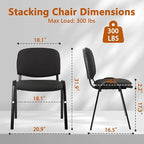 CLATINA Set of 5 Pack Stackable Waiting Room Chairs Fabric Black Reception Chair Metal with Thickened Seat Back Cushion for Waiting Conference Room Guest Stool (5 Pack)