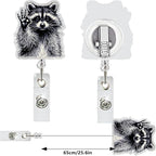 Raccoon ID Badge Reel Holder Retractable Medical Badge Reels Designs Cute and Funny Racoon OK Gesture Shirt Badge Clip Holders for Teacher Doctor Office Retractable Nursing Social Worker Accessories
