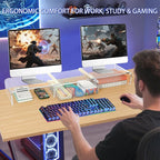 Clear Acrylic Desk Organizers and Accessories, Dual Computer Monitor Stand Riser with Drawer, Desk Shelf for Monitor, Workspace Desktop Organization for Office Supplies