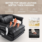 Dual Motor Electric Executive Office Chair with Foot Rest, Comfy Reclining Office Chair with Massage, Big and Tall Heavy Duty Ergonomic Home Office Desk Chairs，Sustainable Leather 400lbs, Black