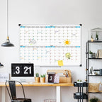 XBoard Magnetic Calendar Whiteboard 48" x 36" - 4 Month Colorful Calendar Dry Erase Board for Monthly Planning, Silver Aluminium Framed
