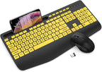 Wireless Keyboard and Mouse Combo - Large Print Ergonomic Keyboard with Wrist Rest, Phone Holder, Sleep Mode, Silent 2.4GHz Keyboard Mouse Set for Computer, Laptop, PC, Mac, Windows - Trueque