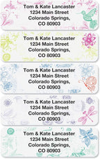 Colorful Images Flower Garden Rolled Personalized Return Address Mailing Labels with Dispenser, Customize with Name & Shipping Address, 500 ¾” x 2½” Self Adhesive, Easy Peel Label Roll