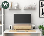 Bamboo Monitor Stand with Drawer - Desk Organizer with Cable Management & Storage, Ergonomic Laptop Riser for Home Office (220lbs Capacity, 24 inch ,Natural)