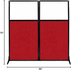 Versare Workstation Partition | Portable Wall Divider | Modern Office Cubicle | Free Standing Privacy Screen | Flexible Work Space | 66" x 70" W/Window, Red Fabric Panels