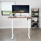 VIVO Electric 48 x 30 in Standing Desk, Memory Height Adjustment, 1B Series, One-Piece Dark Walnut Top, White Frame, DESK-KIT-1W5D