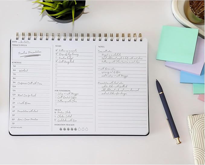 Undated Daily Planner | 8.25” x 11.75” Work To-Do Notebook | ADHD Academic Organizer | Multi-Layout | Men and Women Planner | College Supplies | Evergreen | Landscape Layout