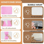 Honeycomb Packing Paper, 12" x 100' Packing Paper Substitute Alternative for Bubble Cushioning Wrap for Moving Shipping Packaging Mailing, Recyclable Moving Supplies Bubble Packing Wrap Roll-Pink