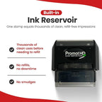 Promot Pre-Inked Custom Deposit Stamp - Personalized Text, Refillable Custom Stamp with Built-in Ink Reservoir, Easy 3-Step Re-Inking, Customized Rubber Stamp for Bank and Businesses (4-Lines)
