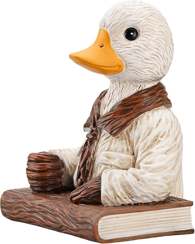 Duck Pen Insertion Pen Stand Resin Paperweight Cool Pencil Holder, Animal Series Desk Accessories Decor for Home Office School for Duck Lovers