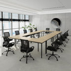 Bonzy Home Conference Tables 23ft Office Computer Desk for Meeting Room Classroom Writing Printer Podcast Table for 24 People, 10PCS 275.5"x47.2"x29.5", Natural