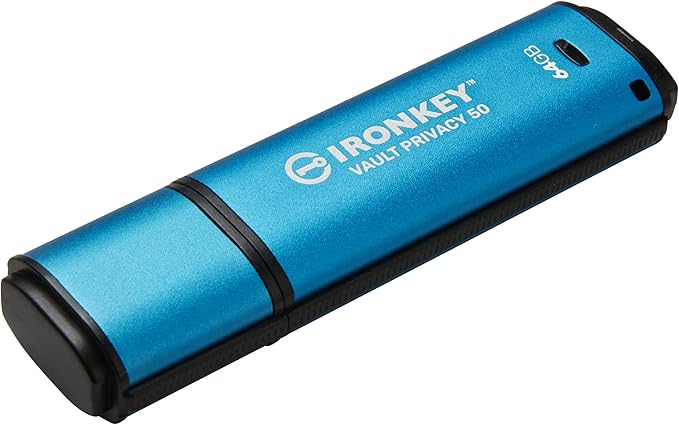 Kingston Ironkey Vault Privacy 50 USB 64GB Flash Drive | FIPS 197 Certified | XTS-AES 256-bit | BadUSB and Brute Force Protection | Mult-Password Option | IKVP50/64GB