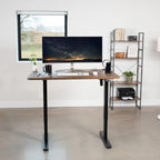 VIVO Electric 48 x 30 in Rustic Standing Desk, Memory Height Adjustment, 1B Series, One-Piece Vintage Brown Top, Black Frame, DESK-KIT-1B5N