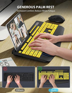 Wireless Keyboard and Mouse Combo - Large Print Ergonomic Keyboard with Wrist Rest, Phone Holder, Sleep Mode, Silent 2.4GHz Keyboard Mouse Set for Computer, Laptop, PC, Mac, Windows - Trueque