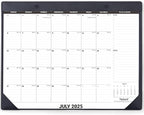 Nekmit Large Desk Calendar 2025-2026 with PU Faux Leather Desktop Mat, Runs From July 2025 - June 2026, Big Desk Pad Calendar 21 x 16 1/2 Inches for Home and Office