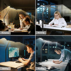 Honeywell LED Desk Lamp with Clamp, HJ3 Sunturalux Architect Desk Lamp for Home Office, Eye-Caring Computer Desk Light 22W 4 Color Modes Clip on Light Stepless Dimming Task Lamp for Working