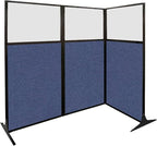 Versare Workstation Partition | Portable Wall Divider | Modern Office Cubicle | Free Standing Privacy Screen | Flexible Work Space | 99" x 70" W/Window, Red Fabric Panels