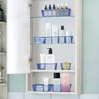 WOWBOX 25 PCS Plastic Drawer Organizer Set, 4 Sizes Desk Drawer Divider Organizers and Storage Bins for Makeup, Jewelry, Gadgets for Kitchen, Bedroom, Bathroom, Office, Clear Dark Blue