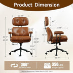 Faux Leather Executive Office Chair - Big and Tall Ergonomic Home Office Chair,Reclining Computer Desk Chair with Lumbar Support,Adjustable Task Chair Swivel Rolling PC Chair with Wheels,Browm,PU