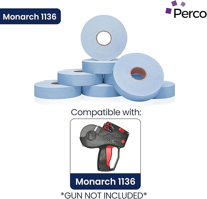 Blue Pricing Labels for Monarch 1136 Price Gun – 3 Sleeves, 24 Rolls Value Pack - 42,000 Price Marking Labels – with Ink Rolls Included