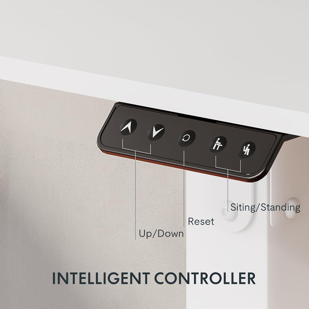 FLEXISPOT 4 Legs Standing Desk 55 x 28 Inch Electric Adjustable Height with Splice Board Home Office Sit Stand Up Desk, White Top + White Frame